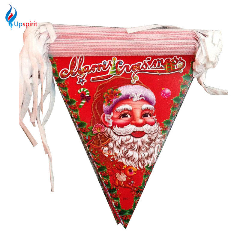 2016 New Christmas Decorations For Home Santa Claus Hanging Flag Banner Pennant Home Party Christmas Ornaments Supplies S M L