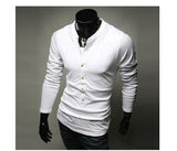 2015 Hot Sale Men's Fashion T-Shirt Single-Breasted Cotton T-Shirt Free Shipping Long Sleeve Slim T-Shirt 4 Color