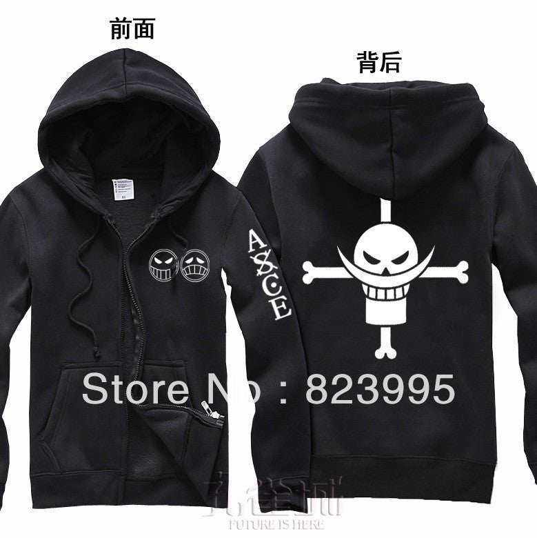 Free Shipping New  One piece White beard  Portgas  D  Ace  Hooded Sweatshirt Cosplay Hoodie Costumes