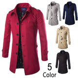 2015 Autumn Fashion Long Trench Coat Men Single Breasted Casual Outerwear Coat Men's Jackets Windbreaker Trench Coat 5 Colors