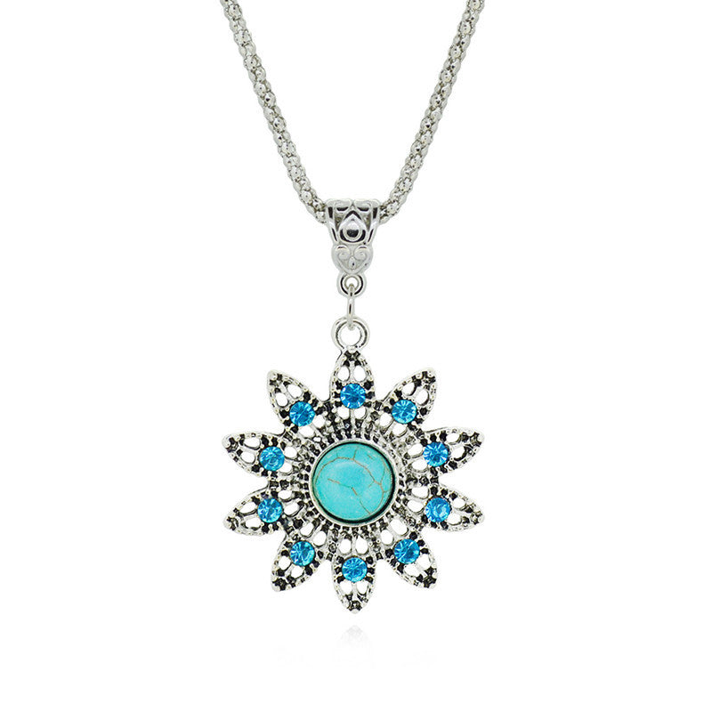 2015 Latest Popular Best-selling  Retro Bohemian Fine Sunflowers Turquoise  Pendants