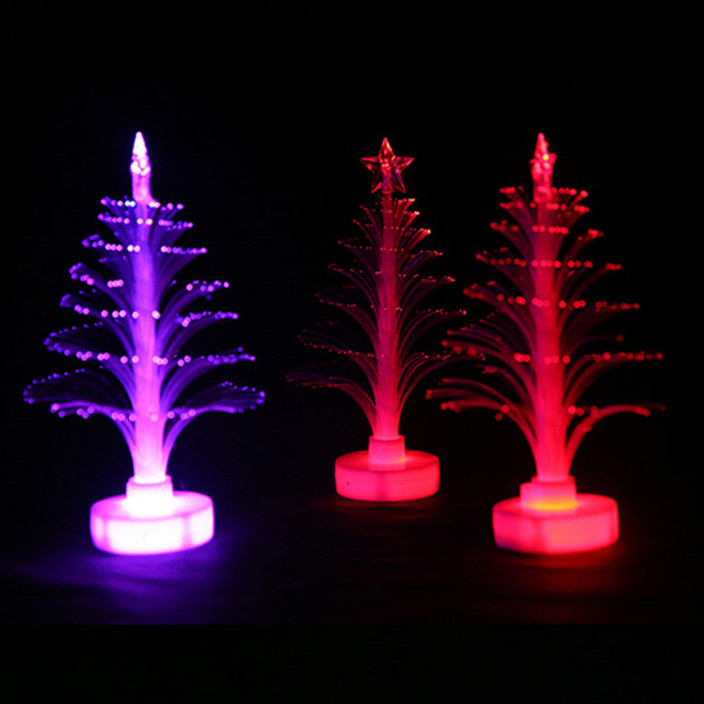 12cm Christmas tree fiber optic night light colorful lamp emitting flowers three-dimensional xmas party wedding decoration gift